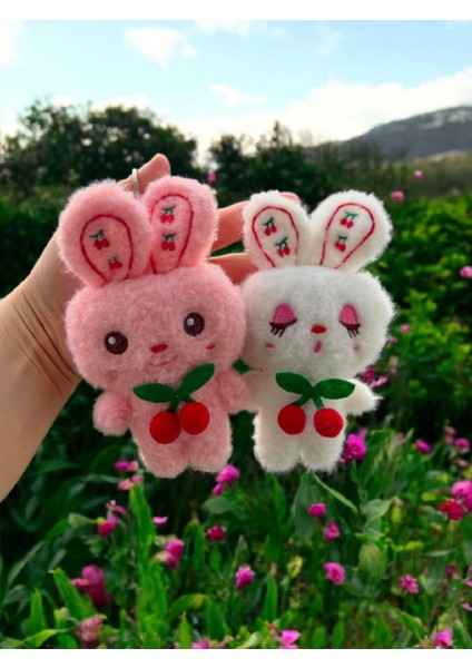 Tavşan Anahtarlık Beyaz Peluş Sevimli Anahtarlık Çanta Süsü