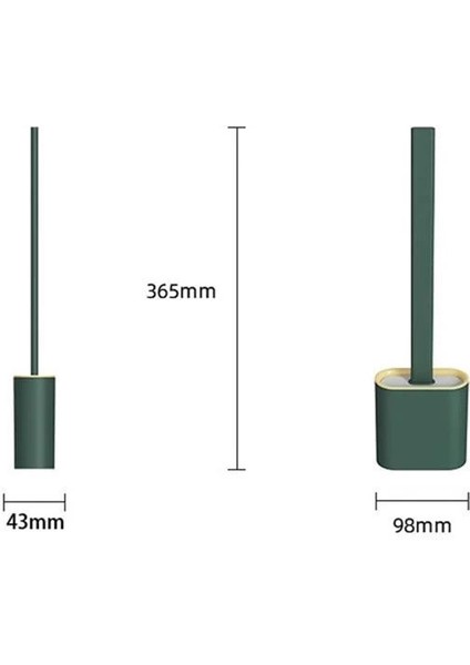 Duvara Monte Edilebilir Kapaklı Askılı Klozet Yumuşak Silikon Başlıklı Tuvalet Fırçası Seti