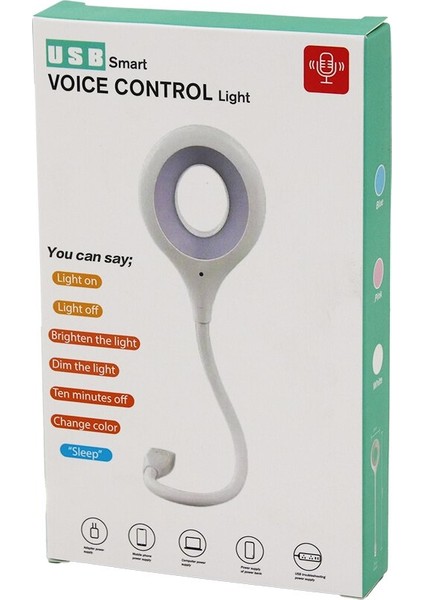 USB Smart Voıce Control Light Sesli Işık Ayarlı Mini Yuvarlak USB 16 Ledli Lamba Akrobat Kollu 2W 5V-0.5A (5361)
