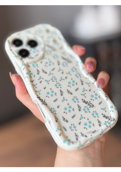IPHONE 17 Pro Max Mavi Çiçekli Ekru Kılıf modelleri