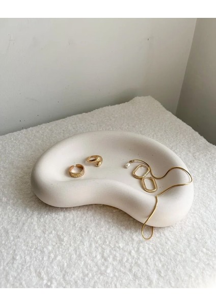 El Yapımı Beyaz Pod Tabak Biblo