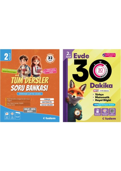 2.sınıf Tüm Dersler Soru Bankası + 2.sınıf Evde 30 Dakika