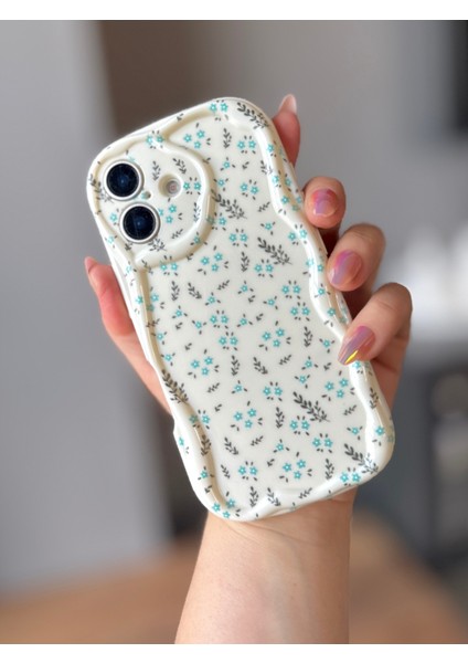IPHONE 17 Mavi Çiçekli Ekru Kılıf modelleri