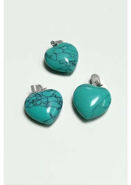 Turkuaz Kalpli Doğaltaş Kolye Ucu Küçük 1,5 cm