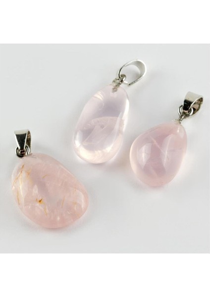 Pembe Kuvars Doğaltaş Kolye Ucu