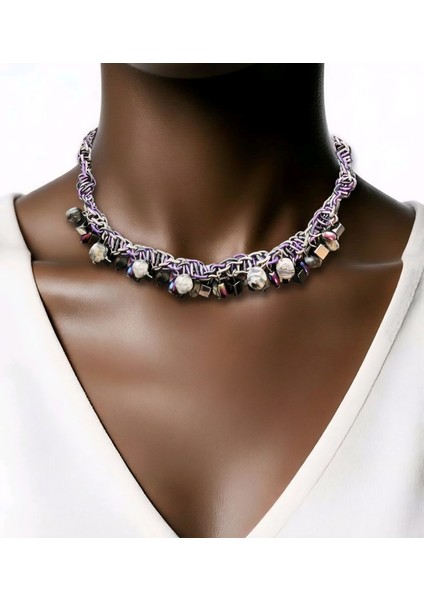 Özel Tasarım Jasper ve Hematit Doğal Taş Kolye (44CM)