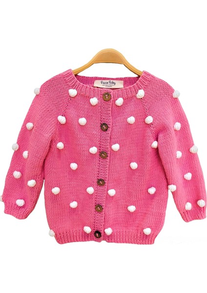 El Örgüsü %100 Pamuk Pembe Ponponlu Hırka fiyatları