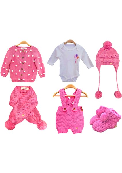 El Örgüsü %100 Pamuk Pembe Ponponlu Hırka modelleri