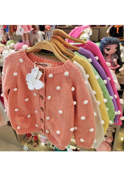 El Örgüsü %100 Pamuk Pembe Ponponlu Hırka fırsatları