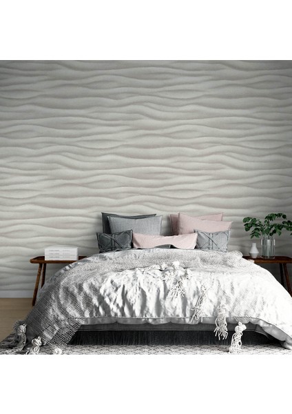 Kum Dalgası Dokulu Silinebilir Duvar Kağıdı 54013 – Gri, T