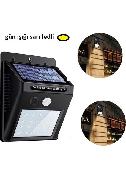 Hareket Sensörlü Güneş Enerjili Lamba 20 LED