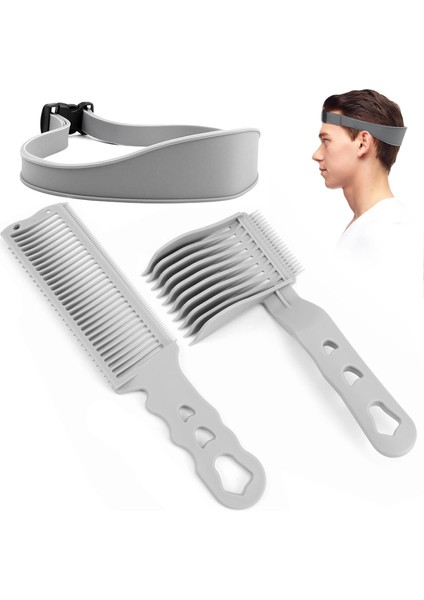 3. Nesil Erkek Saç Kesim Tarağı – Kavisli Geçiş ve Fade Yardımcı Tarak, Gri