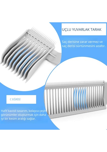 3. Nesil Erkek Saç Kesim Tarağı – Kavisli Geçiş ve Fade Yardımcı Tarak, Gri fiyatları