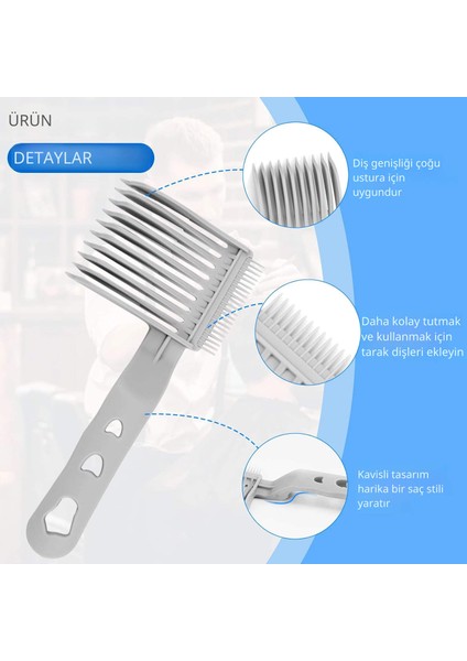 3. Nesil Erkek Saç Kesim Tarağı – Kavisli Geçiş ve Fade Yardımcı Tarak, Gri fırsatları