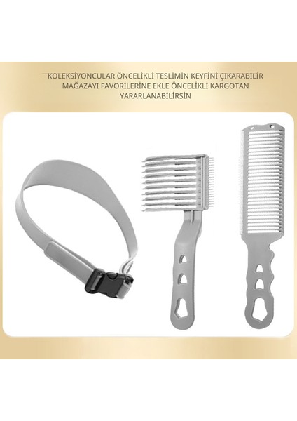 3. Nesil Erkek Saç Kesim Tarağı – Kavisli Geçiş ve Fade Yardımcı Tarak, Gri