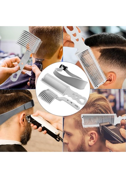 3. Nesil Erkek Saç Kesim Tarağı – Kavisli Geçiş ve Fade Yardımcı Tarak, Gri