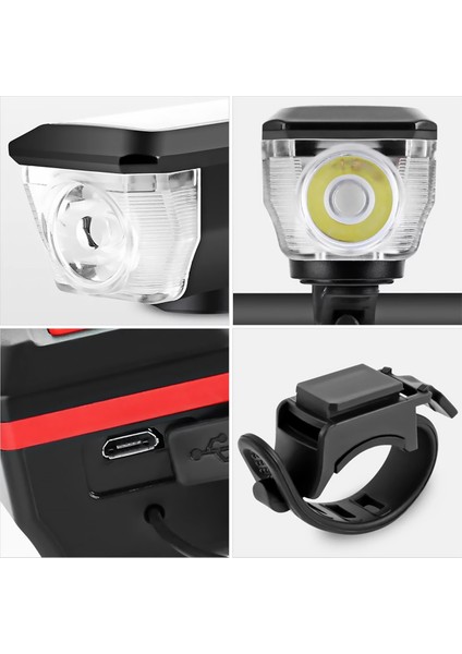 Güneş Enerjili USB Şarjlı Bisiklet Lambası Ön Işık Kornalı Su Geçirmez Ledli Bisiklet Farı Feneri fiyatları