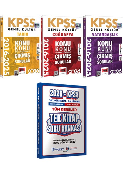 2026 Kpss Tarih Coğrafya Vatandaşlık 2016-2026 Konu Konu Çıkmış - Ortaöğretim Ön Lisans Tek Kitap Soru