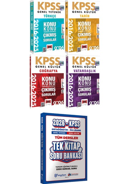 2026 Kpss Türkçe Tarih Coğrafya Vatandaşlık 2016-2026 Konu Konu Çıkmış - Ortaöğretim Ön Lisans Tek Kitap Soru