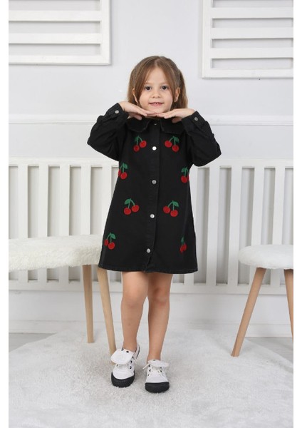 Kız Çocuk Kiraz Işlemeli Elbise modelleri