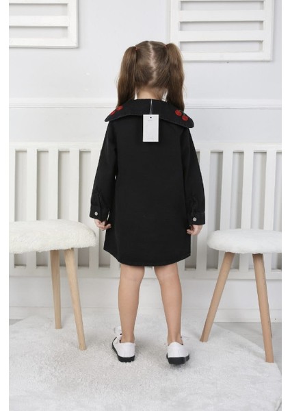 Kız Çocuk Kiraz Işlemeli Elbise