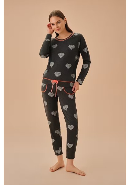 Antrasit Melanj Desenli Bubble Pijama Takımı fiyatları