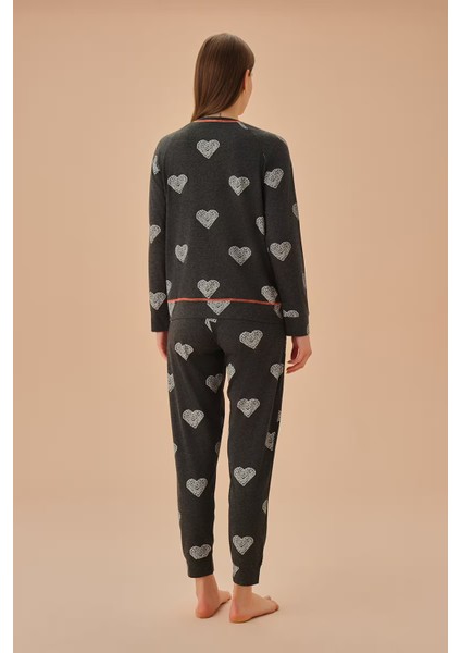 Antrasit Melanj Desenli Bubble Pijama Takımı fırsatları