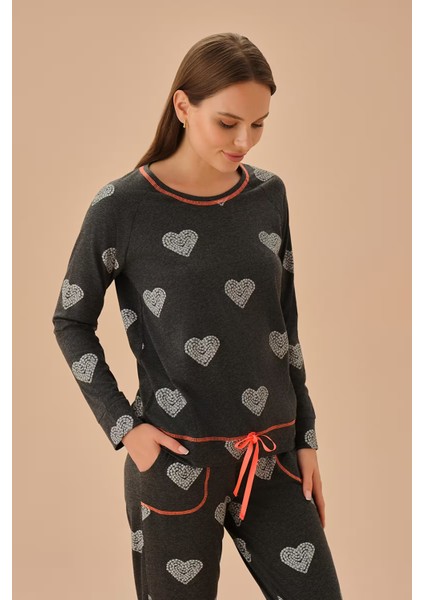 Antrasit Melanj Desenli Bubble Pijama Takımı indirimleri