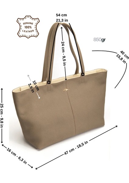 Kadın Soft Bej Büyük Boy Deri Çanta-Şık&kullanışlı fiyatları