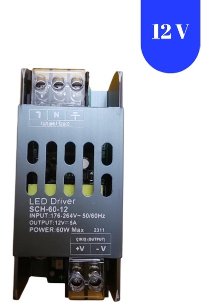 12 Volt 5 Amper Ultra Ince Slim Metal Kasa Trafo