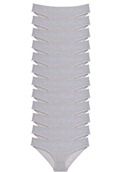 12 Adet Süper Eko Set Likralı Kadın Slip Külot Gri