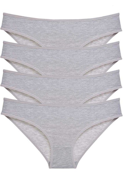 4 Adet Süper Eko Set Likralı Kadın Slip Külot Gri