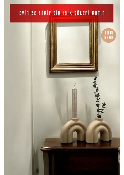 El Yapımı Cappuccino Dekoratif Mumluk Seti, Şık ve Zarif Tasarım fiyatları