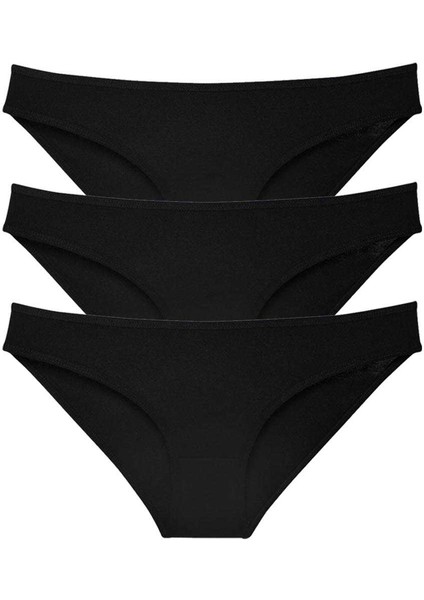 3 Adet Süper Eko Set Likralı Kadın Slip Külot Siyah