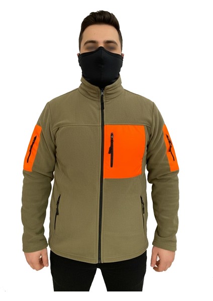 Haki Turuncu Soft Shell Taktik Polar Mont Avcı 7 Cep