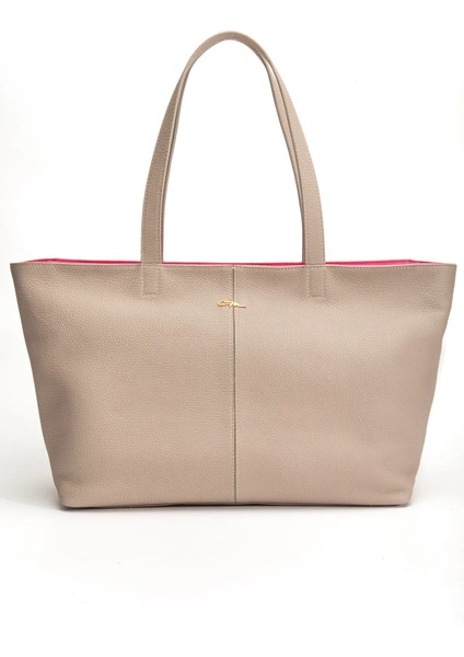 Kadın Soft Bej Büyük Boy Deri Çanta-Şık&kullanışlı