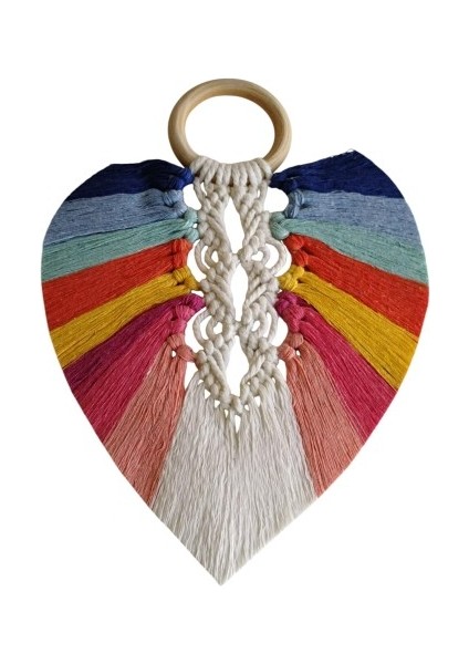 Yedi Çakra Renklerinde Yaprak Makrome Duvar Dekoru