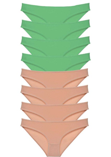 8 Adet Süper Eko Set Likralı Kadın Slip Külot Yeşil Ten