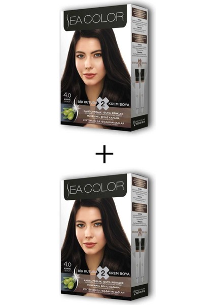 2x2 Tüp Krem Saç Boyası Seti Kahve No:4.0