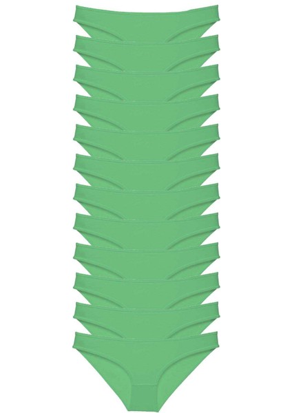 12 Adet Süper Eko Set Likralı Kadın Slip Külot Yeşil