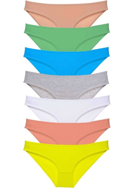 7 Adet Süper Eko Set Likralı Kadın Slip Külot Çok Renkli