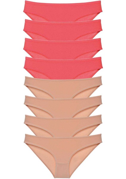 8 Adet Süper Eko Set Likralı Kadın Slip Külot Fuşya Ten