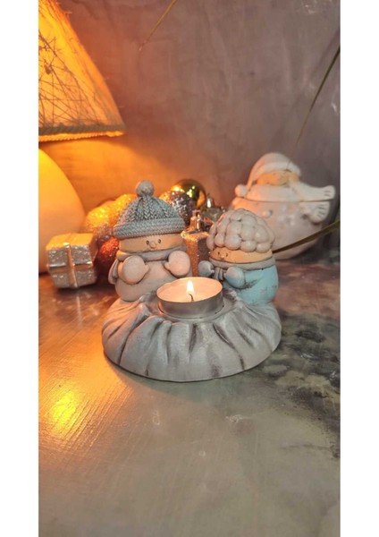 Sevimli Kardan Adam Figürlü Dekoratif Mumluk, Sıcak Atmosfer Yaratır fiyatları