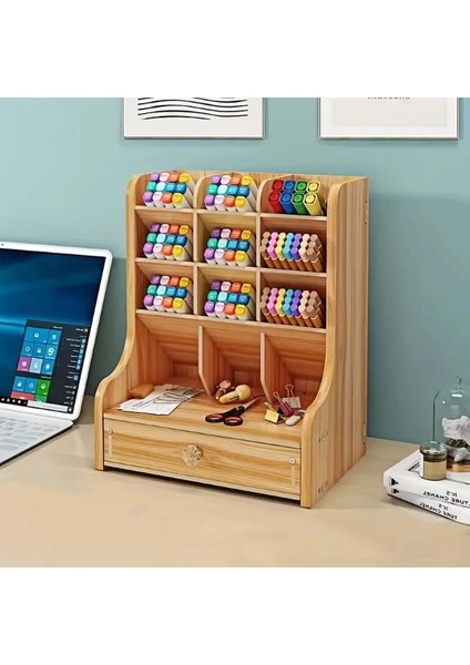 Bölmeli ve Çekmeceli Ahşap Organizer ( Lisinya )