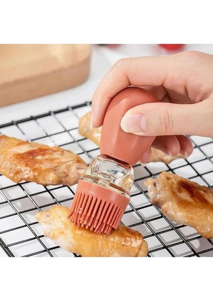 Hazneli Silikon Yağ Sos ve Yumurta Fırçası Yağ Fırçası Yağlık Silikon Fırçalı Yağdanl�