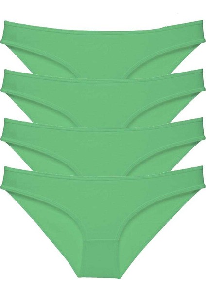 4 Adet Süper Eko Set Likralı Kadın Slip Külot Yeşil