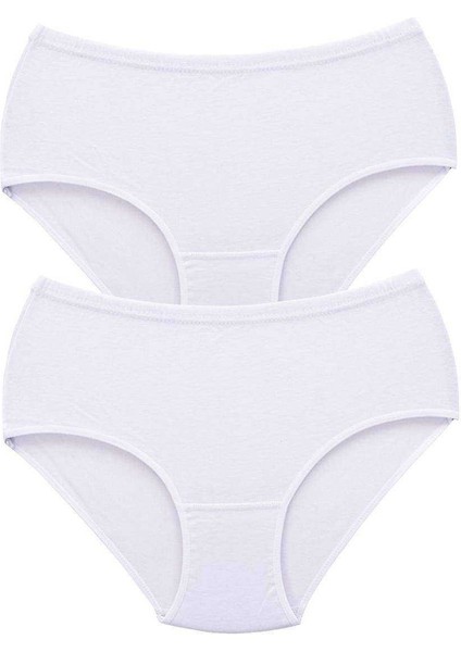 2 Adet Tutku Kadın Yüksek Bel Bato Kalın Lastik Külot Beyaz