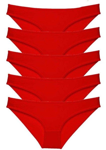 5 Adet Süper Eko Set Likralı Kadın Slip Külot Kırmızı