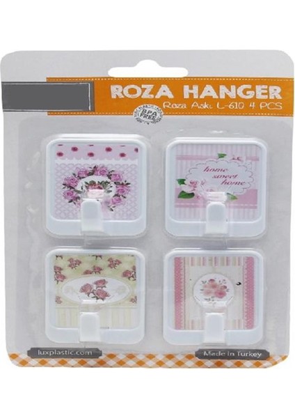 4 Lü Roza Yapışkanlı Askı 4,5X6CM
