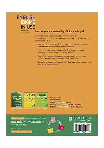 English Idioms In Use Advanced Book With Answers: Vocabulary Reference And Practice fiyatları
